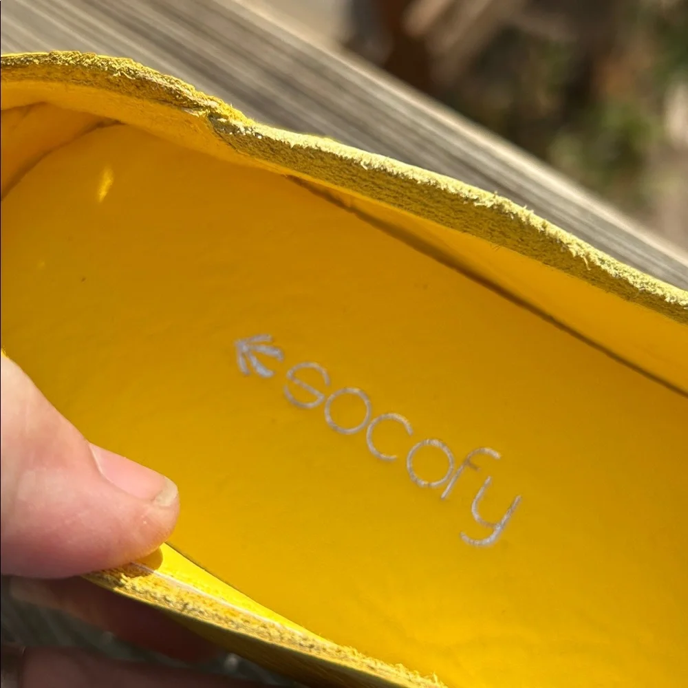 Socofy Women’s Leather Flex Slip On Floral Shoes size 8 - Yellow and Green - Picture 9 of 13